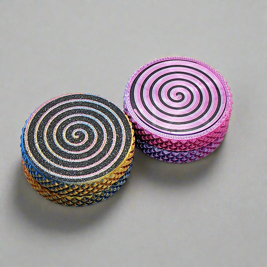 Top view of Flipster Haptic Pop Coin magnetic fidget