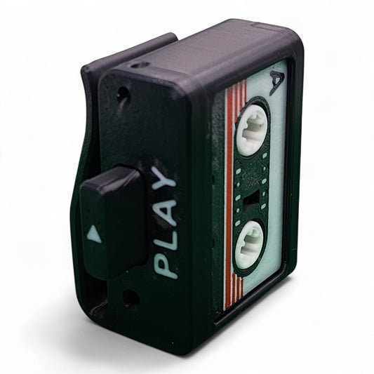 Cassette tape showing spinning reels