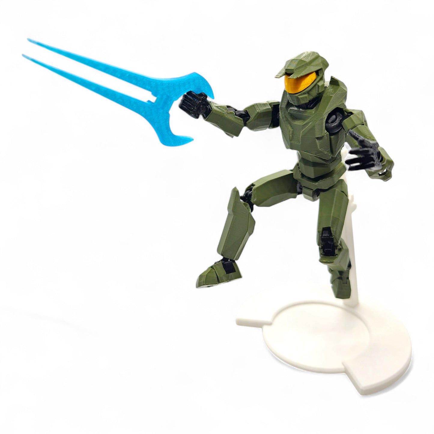 Poseable Dummy 13 in Spartan-style gear with weapon equipped.