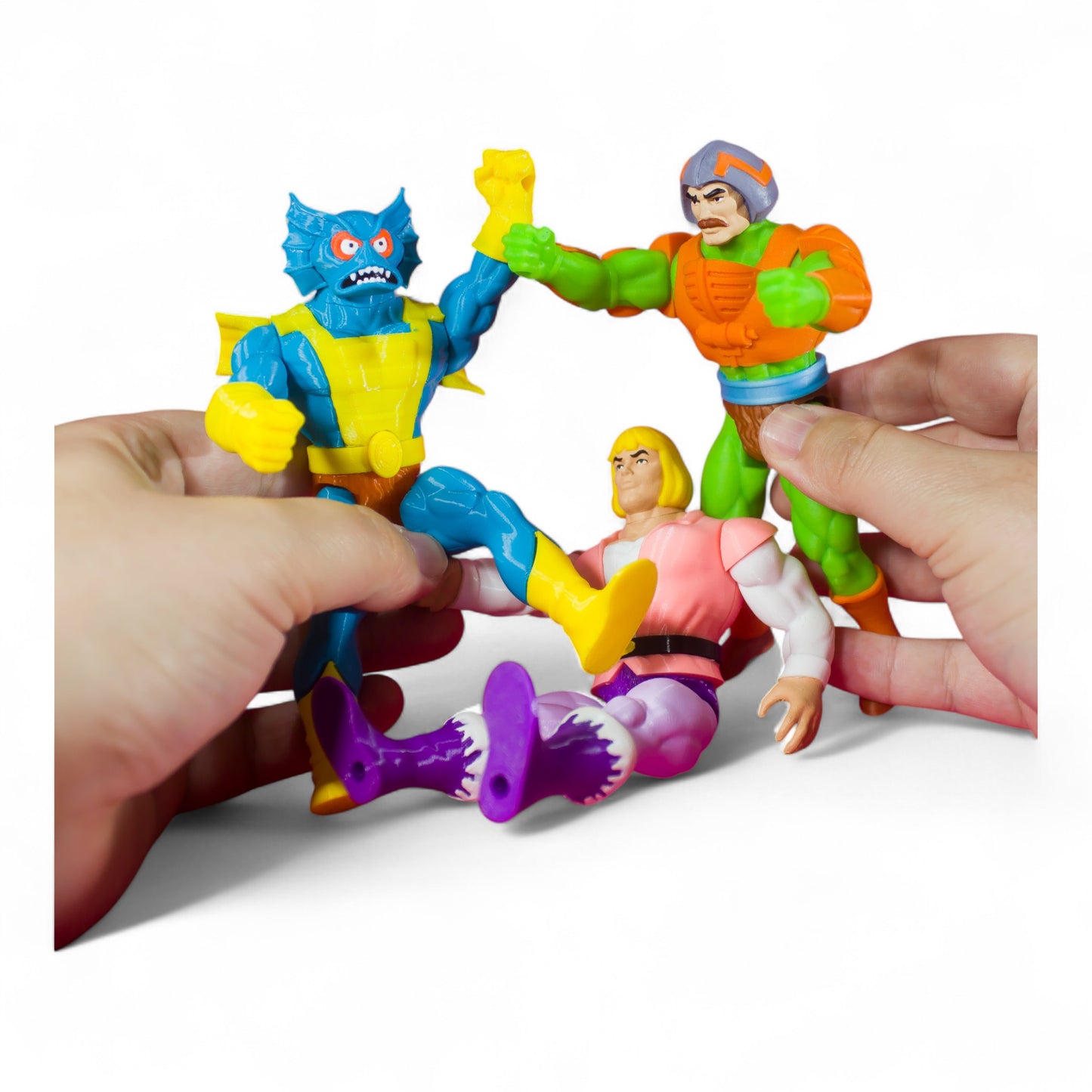 Merman-inspired figure posed in a dynamic stance – bold retro colours and aquatic design