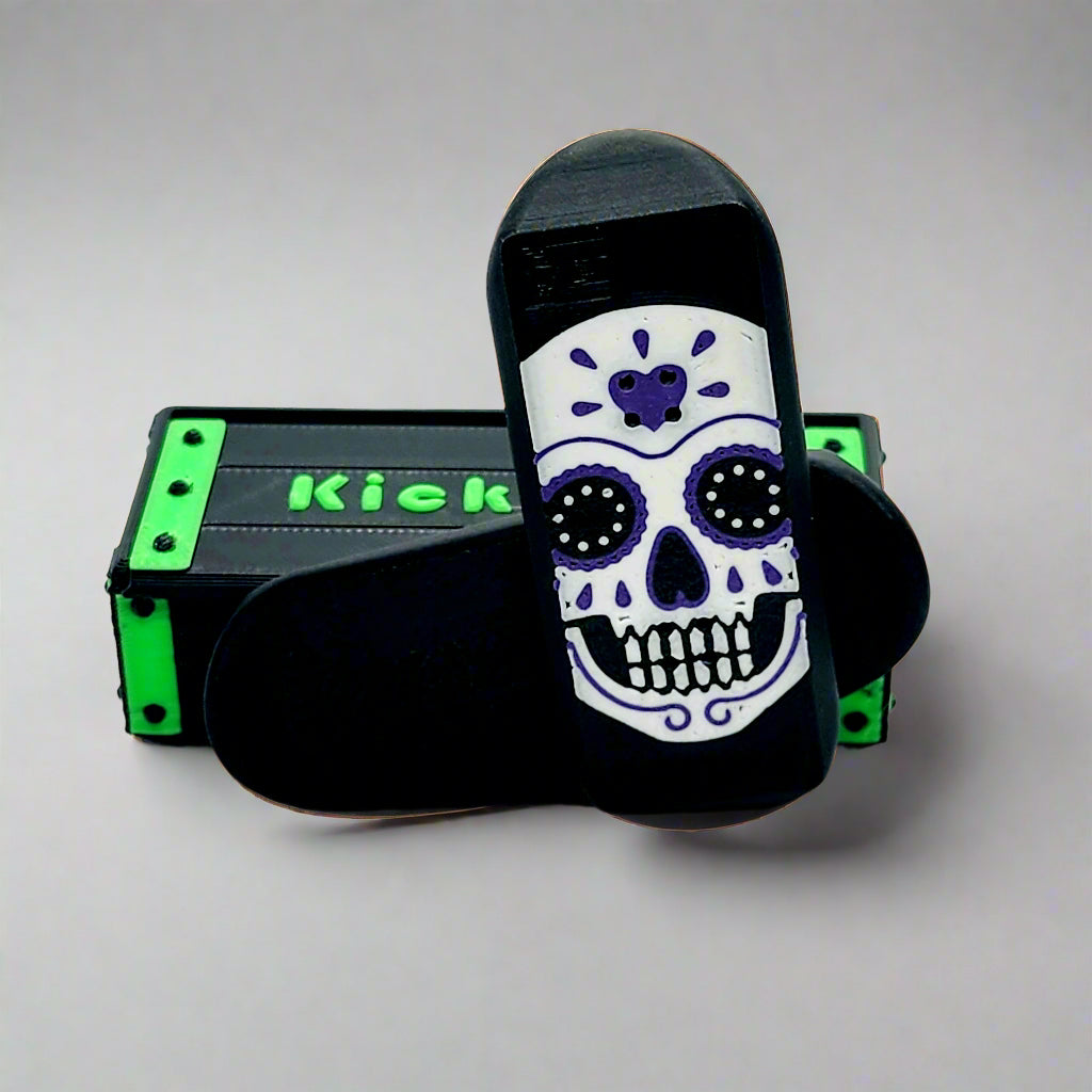 Close-up of KickFlip toy with strong magnets and slider design
