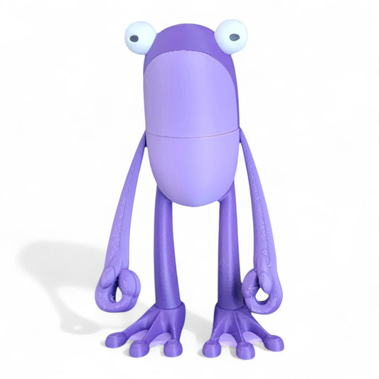 Posable 3D printed Fly Frog with arms and head articulation

