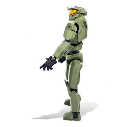 Side profile showing articulation and custom design.