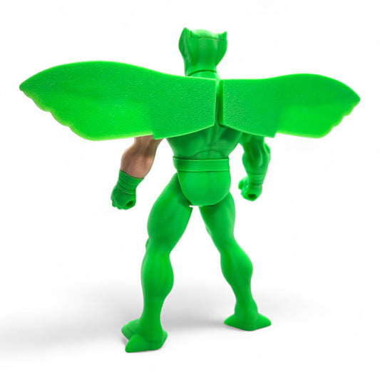Flashback-inspired action figure – rear view showing winged armour detail and articulated limbs