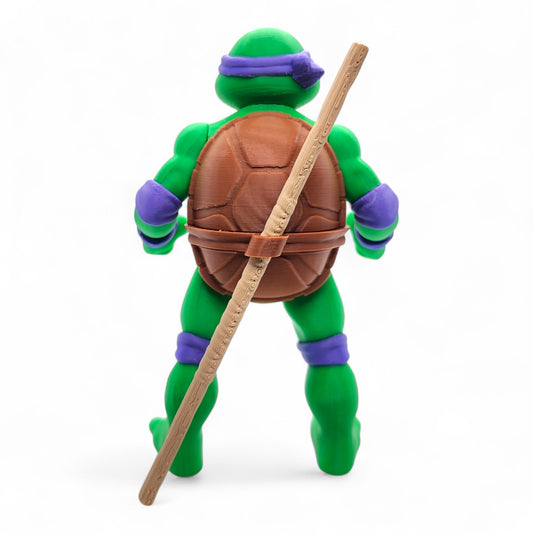 Back view of Donatello TMNT inspired figure with purple mask