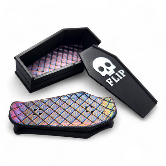 Coffin KickFlip with coffin storage crate – angled view